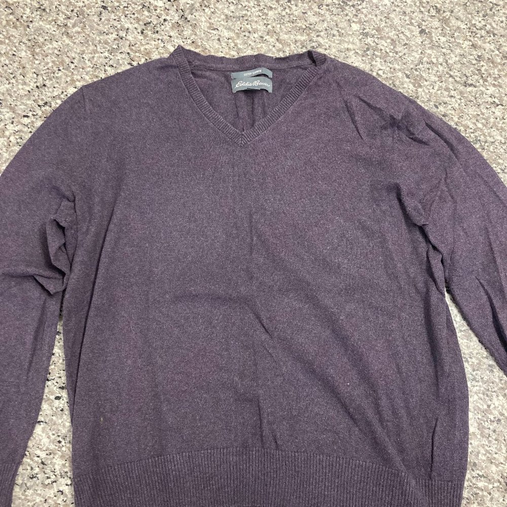 Large Purple Eddie Bauer V Neck Sweater